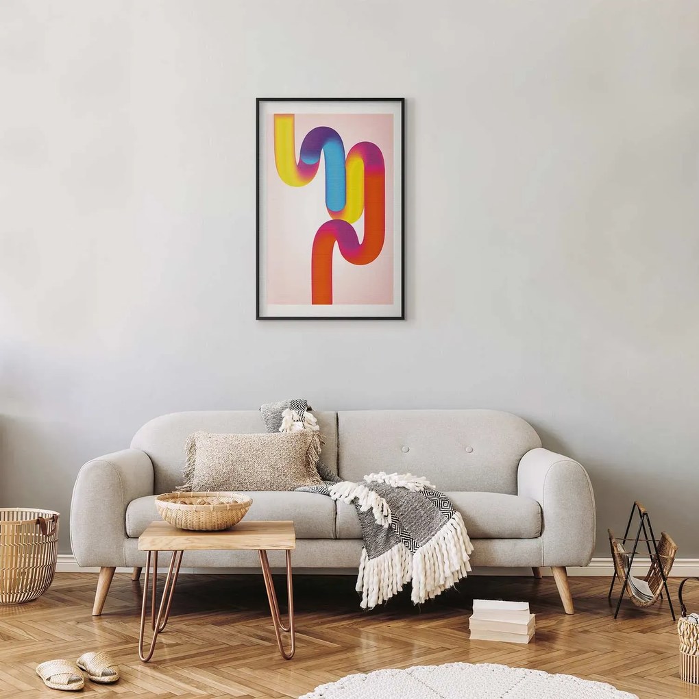 Plakat Tęczowe Rurki 21x30 cm z ramą czarną z marginesem ARTGEIST B