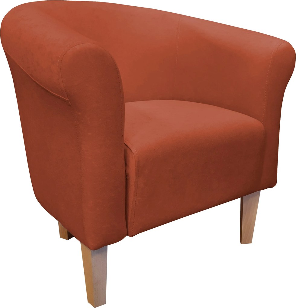 Fotel Milo tkanina Mikrofaza stylowy fotel do salonu i sypialni : Kolor nogi - Drewno, Kolor tkaniny - 6 MIKROFAZA, Wysokość nogi - 20 cm