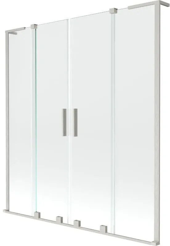 Mexen Velar L Duo parawan nawannowy 2-skrzydłowy rozsuwany 140 x 150 cm, transparent, nikiel szczotkowany - 896-140-003-02-97