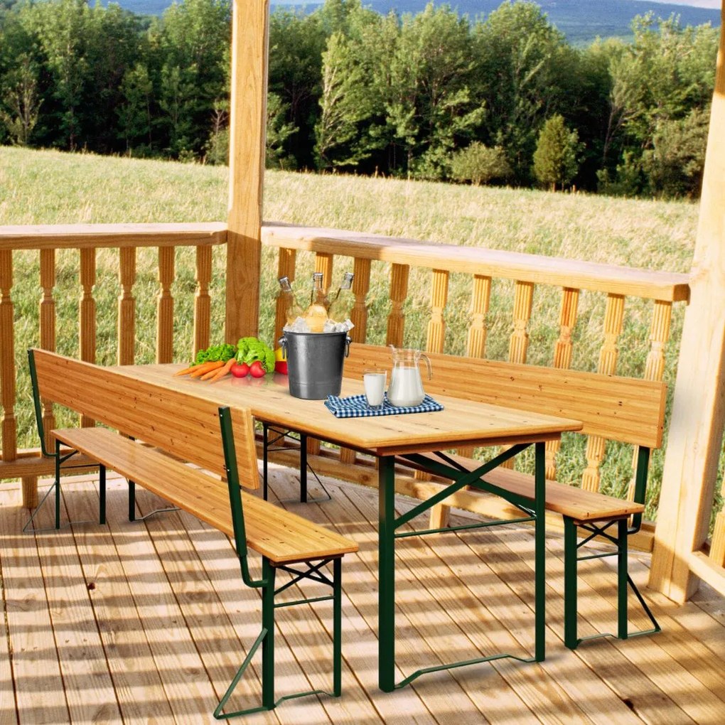 Zestaw piwny PRAKTIK z oparciami, 170cm, brązowa Jurhan