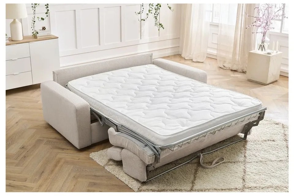 Kremowa sztruksowa rozkładana sofa 215 cm Monaco – Bobochic Paris