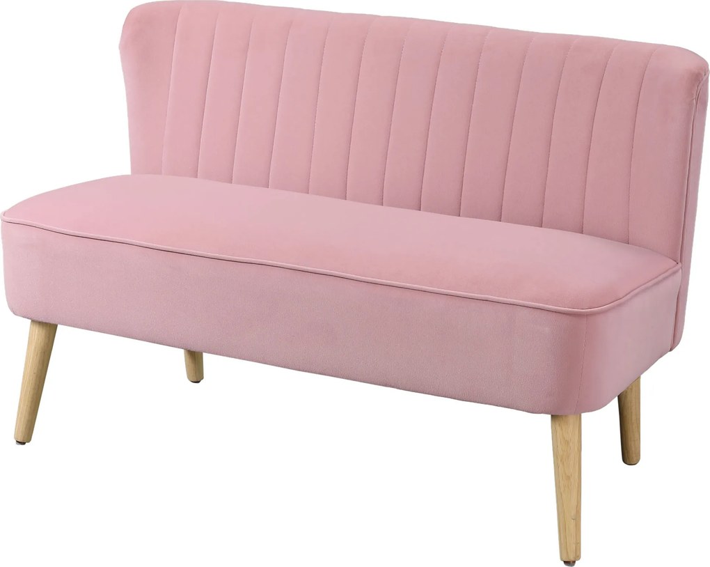HOMCOM Sofa 2-osobowa materiałowa sofa tapicerowana sofa wypoczynkowa szeroka różowa | Aosom PL