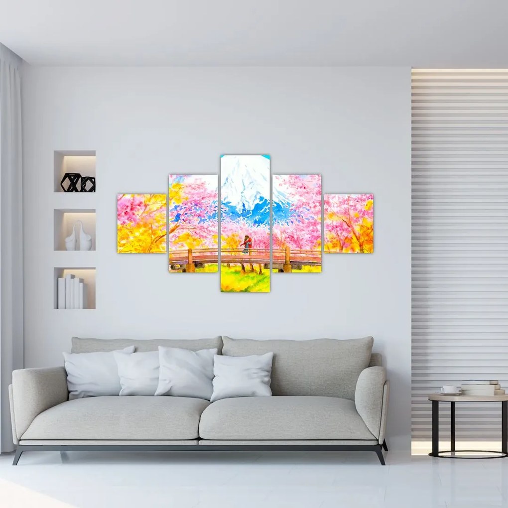 Obraz - Malowana para, akwarela (125x70 cm)