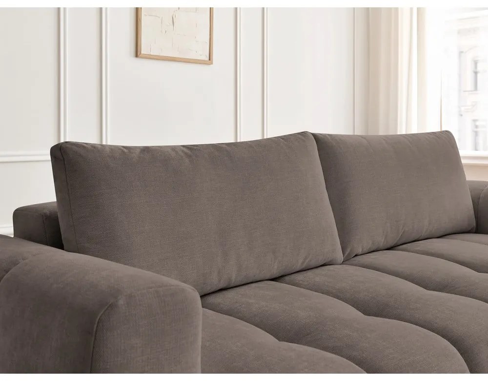 Szarobrązowa rozkładana/ze schowkiem sofa 251 cm Fuji – Bobochic Paris