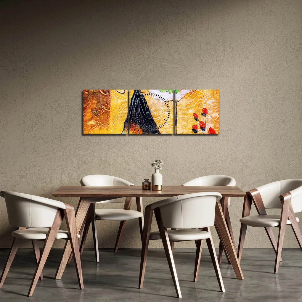 Obraz - Tańczące baletnice, obraz olejny (z zegarem) (90x30 cm)