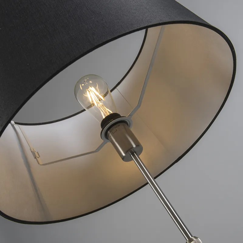 Lampa stojąca stalowa z kloszem czarnym 45 cm regulowana - Parte Nowoczesny Oswietlenie wewnetrzne