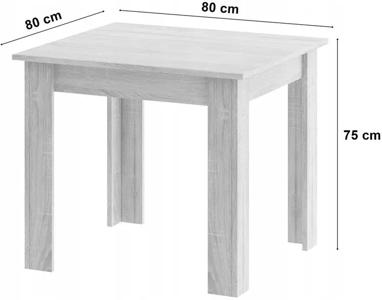 Kwadratowy stół 80x80 dąb artisan + czarny - Silio 3X