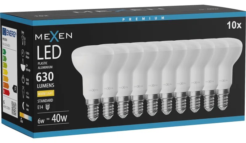 Mexen Nova 10x żarówka LED E14, R50, 6W, Ciepła - 3000K, 630 lm - L103-E14-0630-01x10