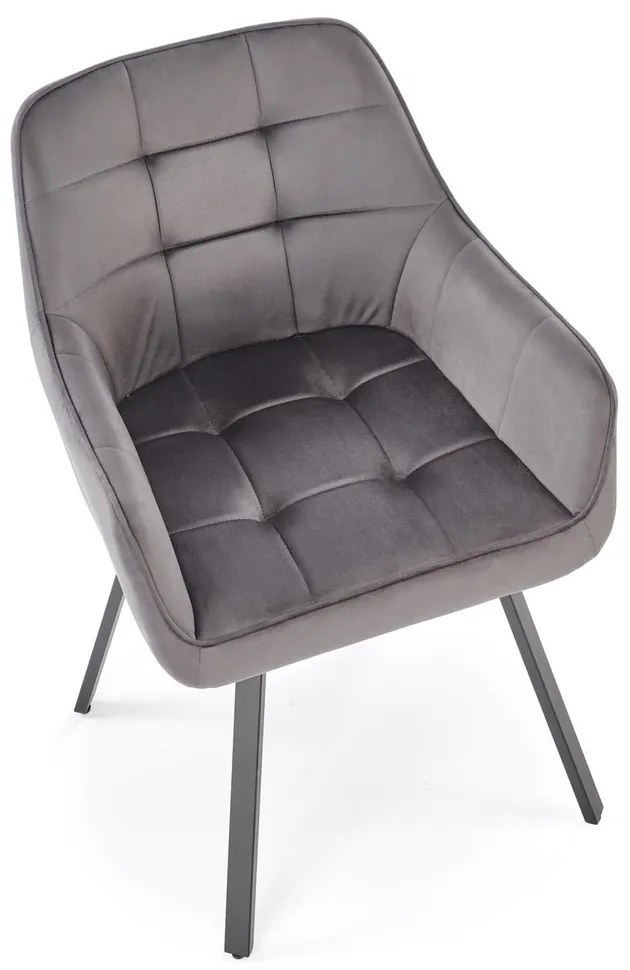 Krzesło do jadalni obrotowe z podłokietnikami popiel welurowe K588