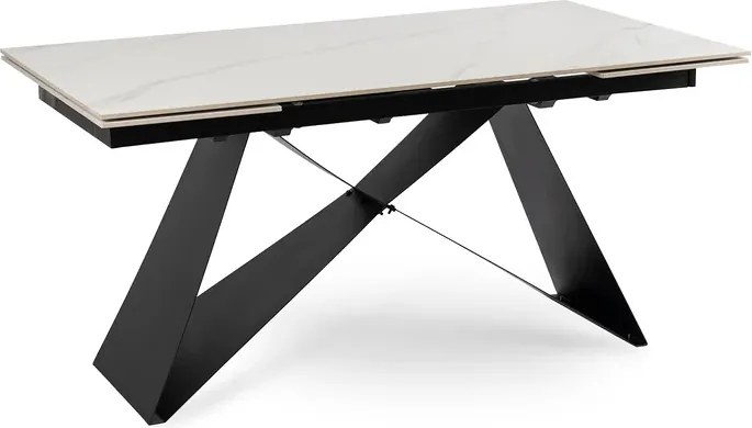 Stół Rozkładany Prostokątny VICTOR 160-240 cm Ceramiczny Biały Marmur/Czarny do Jadalni Nowoczesny Loft