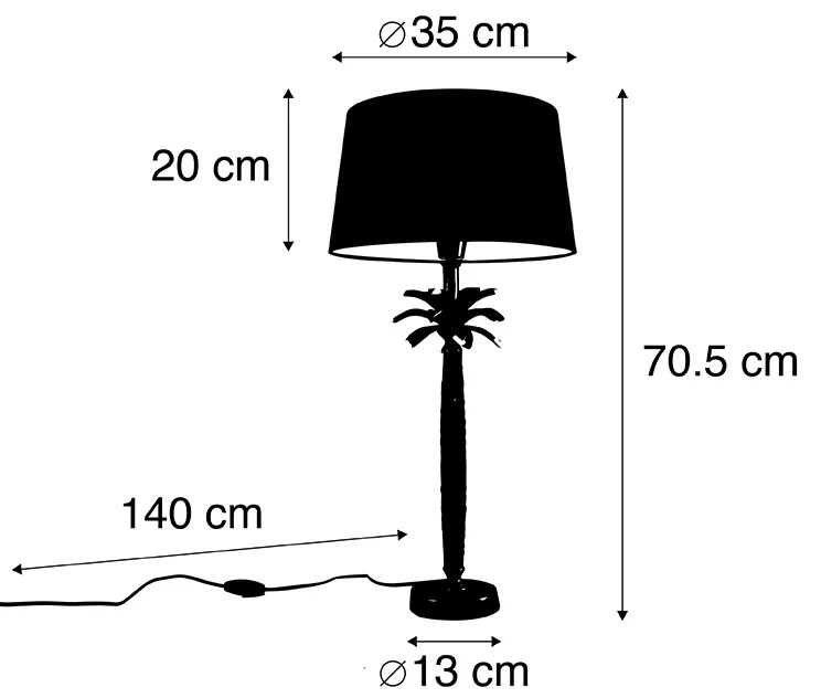 Lampa stołowa art deco brązowa z czarnym abażurem 35 cm - Areka ArtDeco Oswietlenie wewnetrzne
