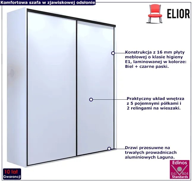 Szafa przesuwna biała + czarne paski B4-F91