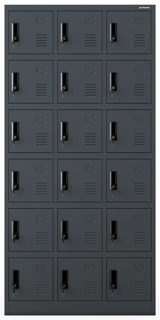 Skrytkowa szafa socjalna KAROL, 900 x 1850 x 400 mm, antracytowa