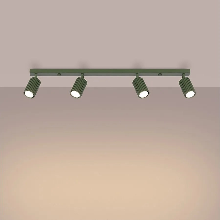 Lampa sufitowa minimalistyczny Gloow, aluminium - 4 źródło światła 3000K - L.81 x H.16.5 cm - zielony oliwkowy