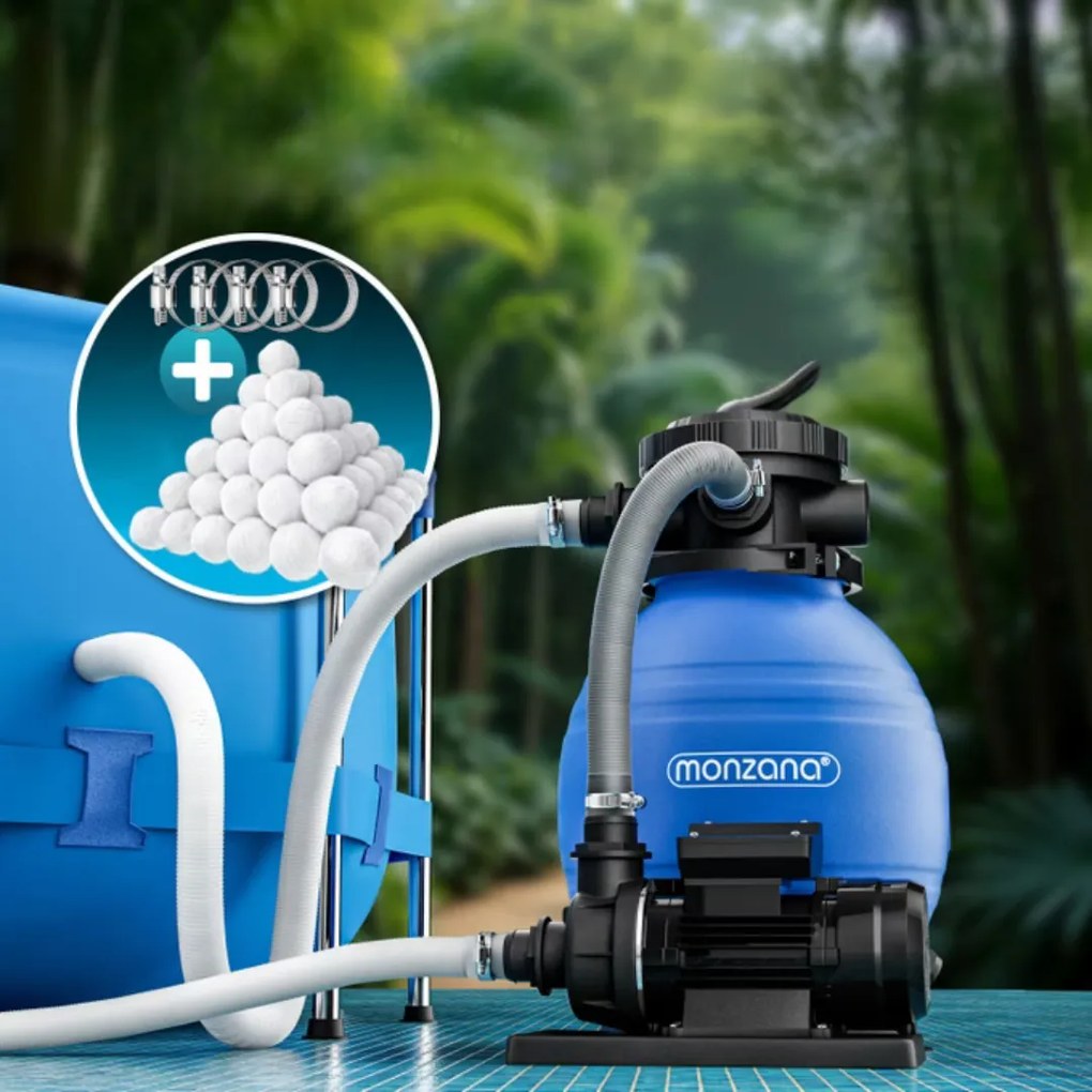 Monzana Filtr piaskowy do basenu AQUA z kulami filtrującymi, 10 200 l/h, niebieska