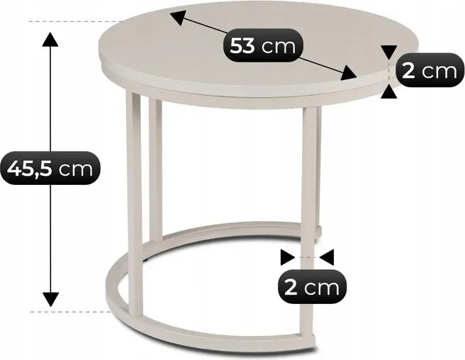 Zestaw Stolików Kawowych NELLY 43 cm/53 cm Kaszmir Japandi