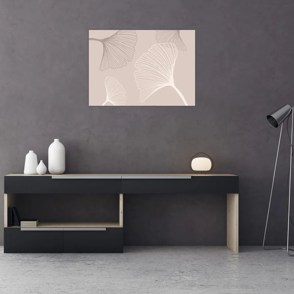 Obraz na szkle - Beżowe liście N⁰6 (70x50 cm)