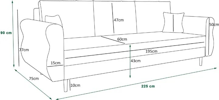 Beżowa kanapa rozkładana H3-S54