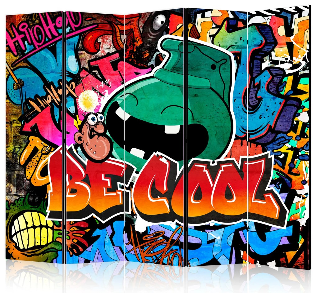 Parawan jednostronny Street art 225x172 cm 5-częściowy wielokolorowy ARTGEIST B