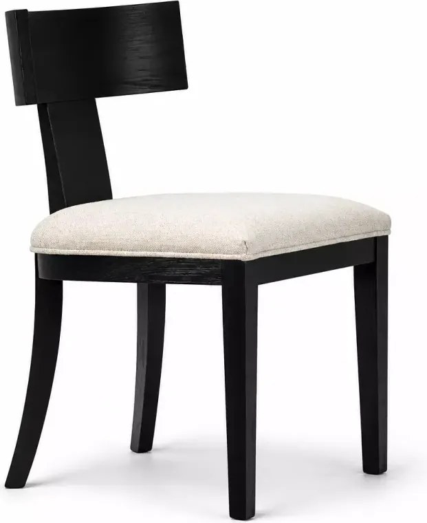 Drewniane czarne krzesło loft modern z kremowym tapicerowanym siedziskiem