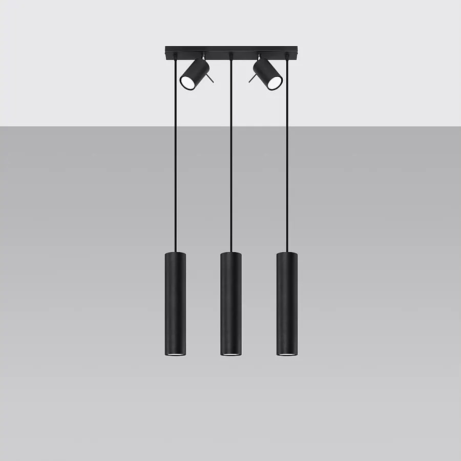 Lampy wiszące nowoczesny Briix, stal - 5 źródło światła 4000K - L.45 x H.100 cm - czarny