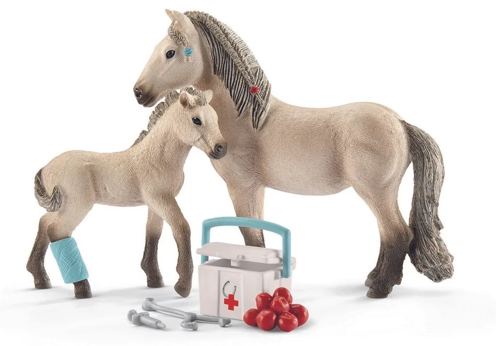 Schleich Źrebię i klacz islandzka z apteczką