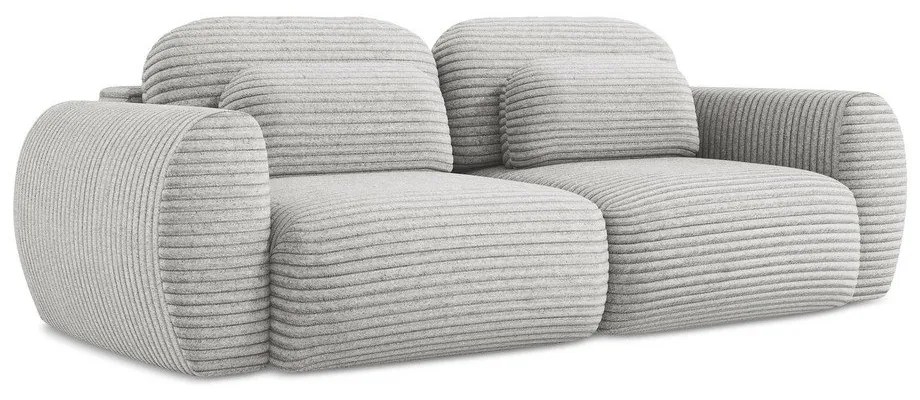 Jasnoszara sztruksowa rozkładana sofa ze schowkiem 266 cm Kini – Makamii