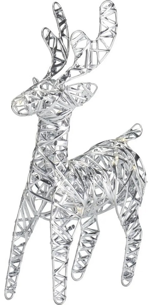 Świąteczny renifer świecący Silver, 21 x 14 cm, 30 mikro LED, na baterie