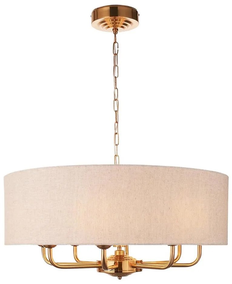Endon 110727 - Żyrandol na łańcuchu HIGHCLERE 8xE14/40W/230V beżowy/mosiężny śr. 70 cm