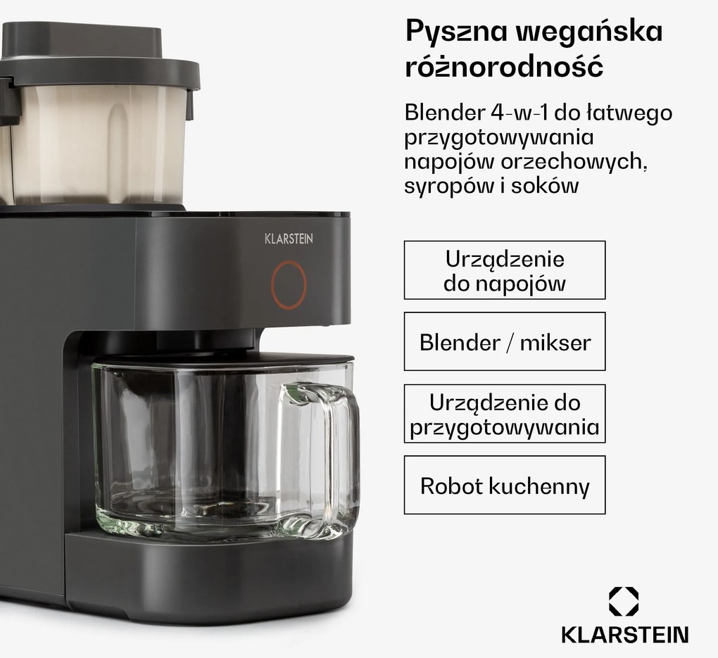 Klarstein Marcia 400W 0.8L Maszyna Do Mleka Roślinnego Ciemnoszary