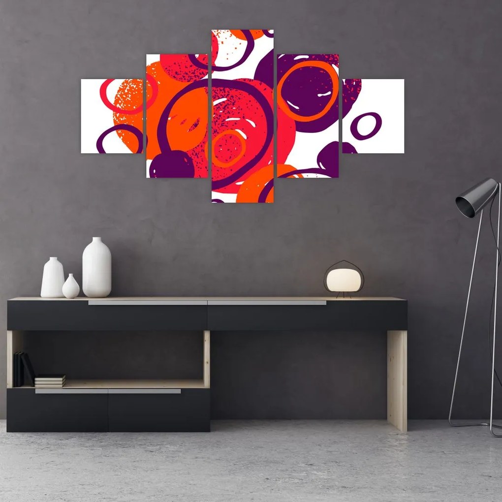 Obraz - Motyw z kółkami w ciepłych kolorach (125x70 cm)