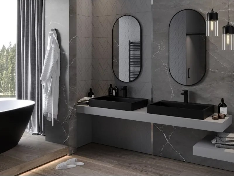 Mexen Loft lustro łazienkowe owalne 100 x 50 cm, rama czarna - 9851-100-050-000-70