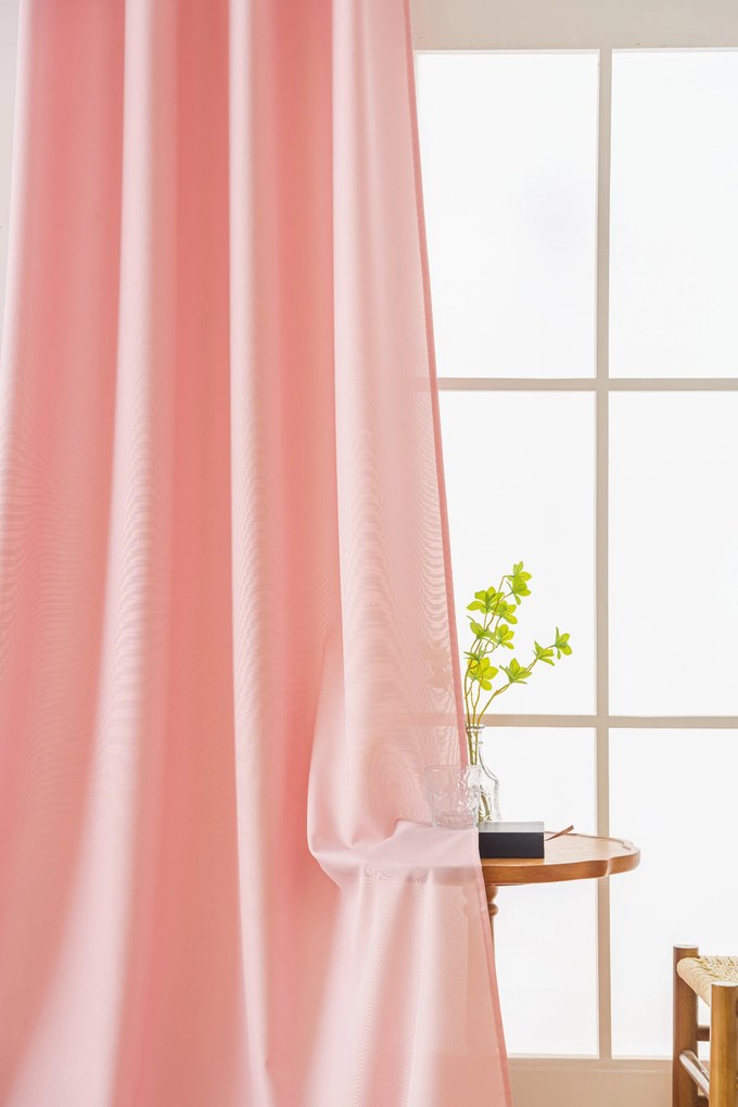Zasłona OXFORD LIGHT 140x250 cm, różowa Zawieszanie: Metalowe pierścienie