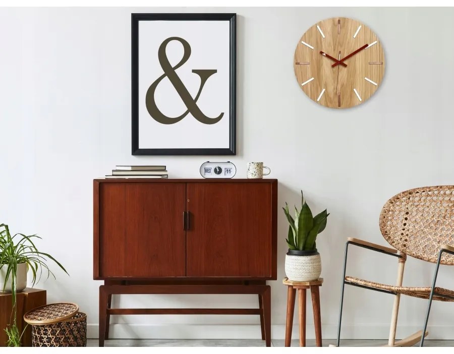 Zegar na ścianę nowoczesny drewniany z cichym mechanizmem okrągły solidny