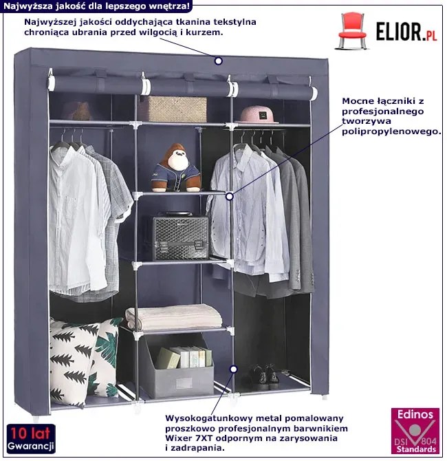 Szara szafa tekstylna do garderoby Z1-R78