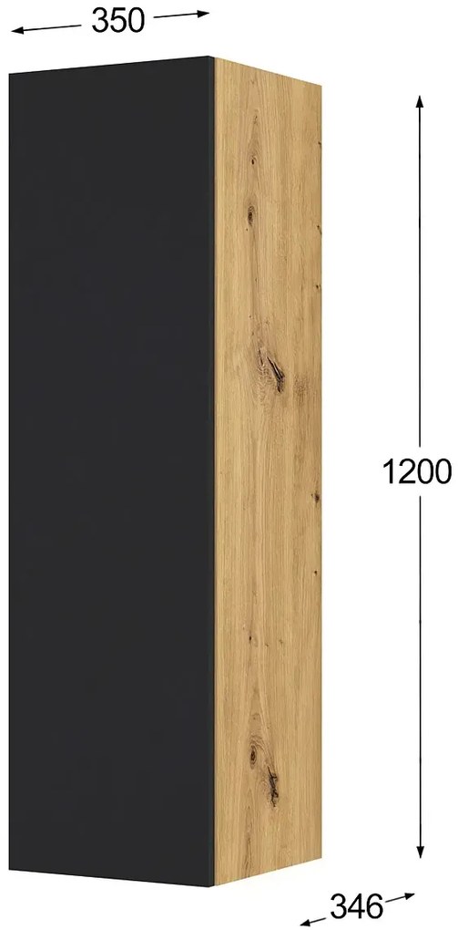Modułowy regał podwieszany dąb artisan + czarny - Herria 3X