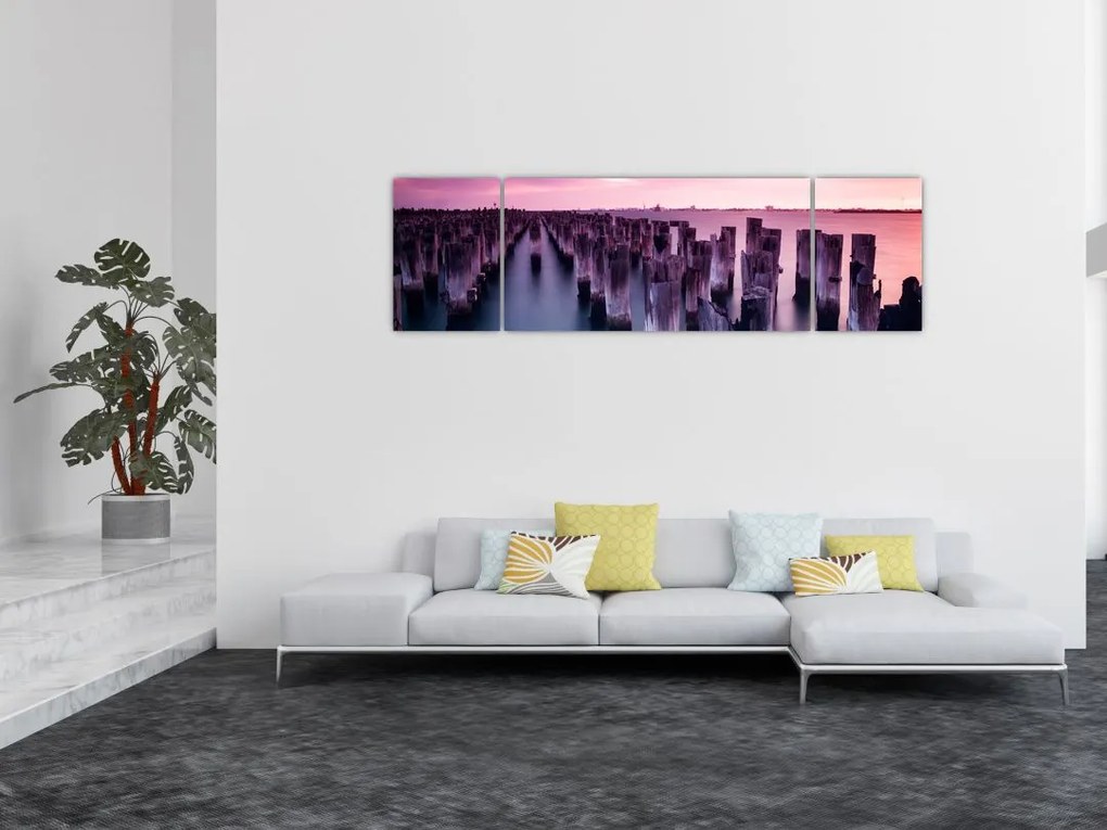 Obraz drewnianych palików (170x50 cm)