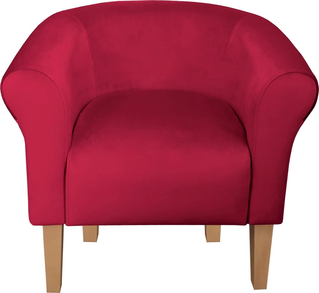 Fotel Milo tkanina Welur wygodny fotel tapicerowany do salonu i sypialni : Kolor nogi - Drewno, Kolor tkaniny - VELVET - MG31, Wysokość nogi - 20 cm
