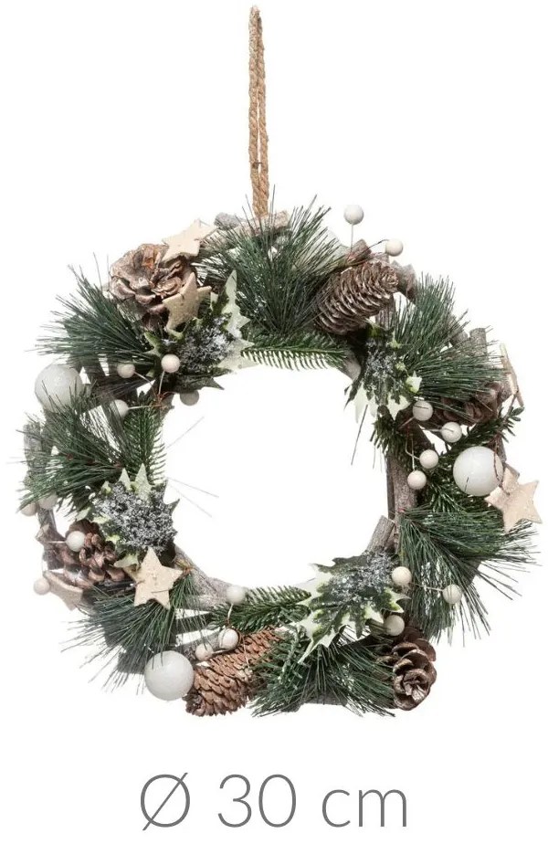 Świąteczny wieniec z naturalnych materiałów, Ø 30 cm