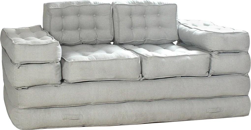 Kanapa rozkładana, modułowa  z szarej tkaniny DILAKO