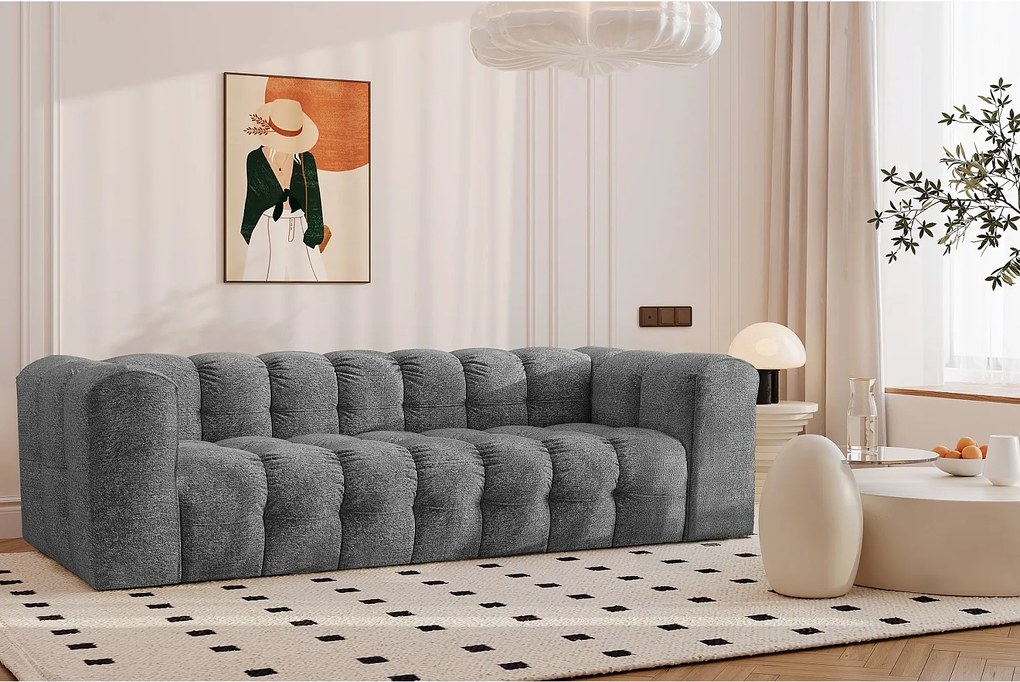 Sofa czteroosobowa BALOO, tkanina szenilowa + bukla, Antracytowy