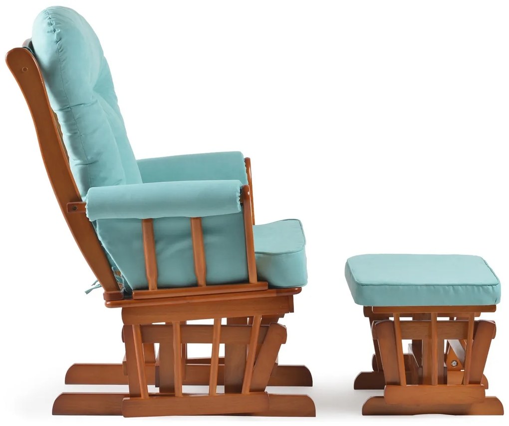 Fotel bujany z podnóżką 20455 OAK, turkusowy