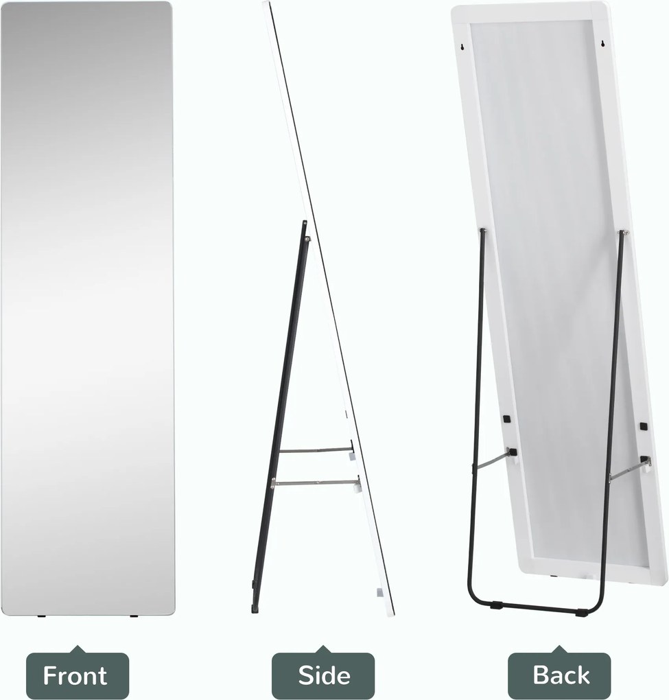 HOMCOM Lustro Stojące Całościowe z Ramą z Aluminium Srebrne 45x37x158,5cm | Aosom PL
