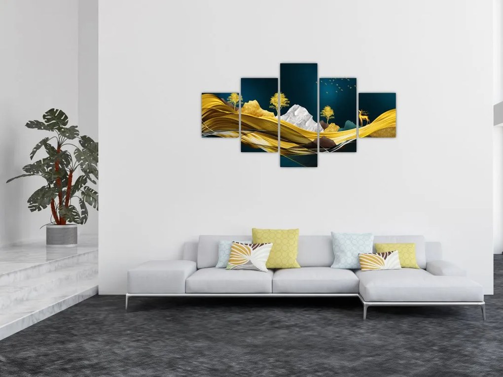 Obraz - Jeleń w krajobrazie (125x70 cm)