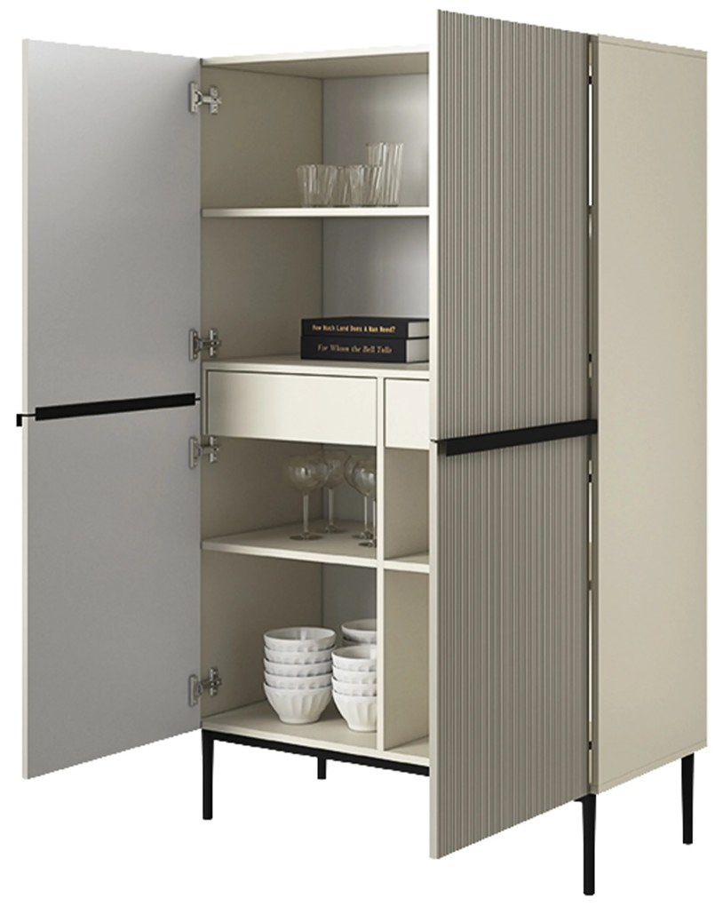 Komoda wysoka Nicole 100 cm - kaszmir / czarne nóżki