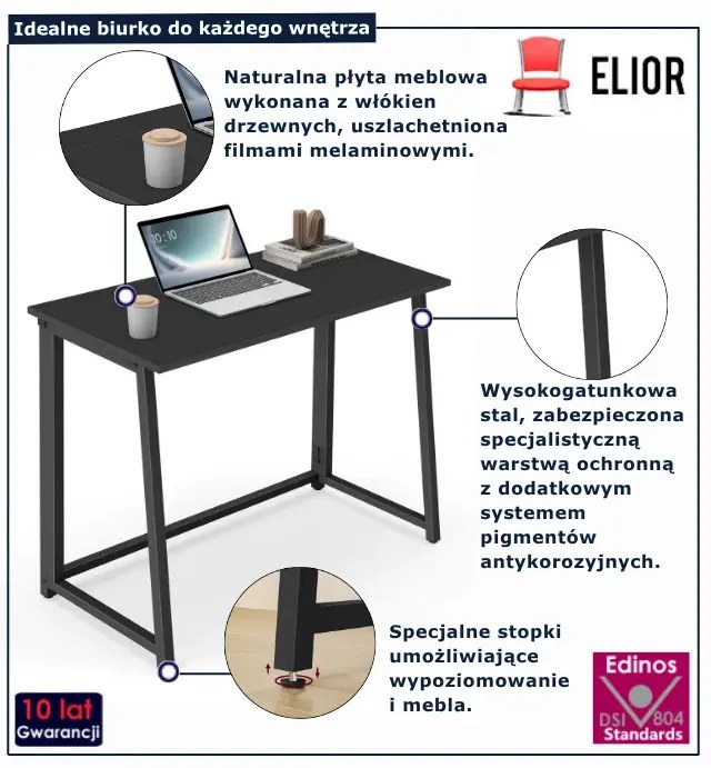 Czarne małe biurko składane T3-F90
