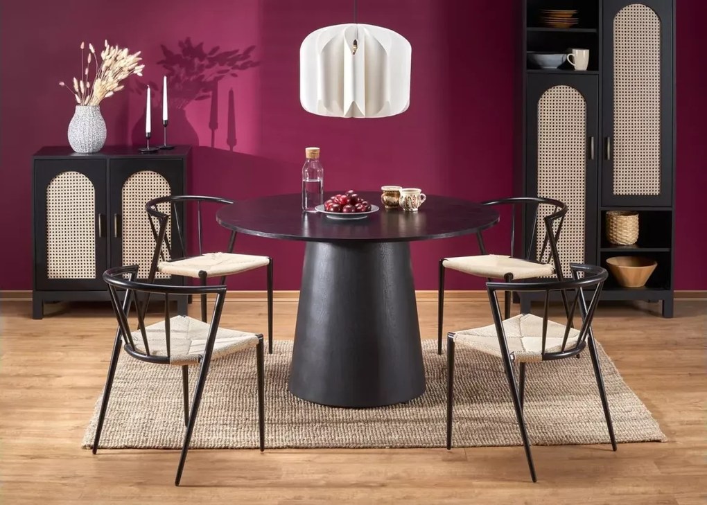 Okrągły elegancki stół Giorgia 120 cm nierozkładany w kolorze czarnym z blatem MDF i solidną podstawą