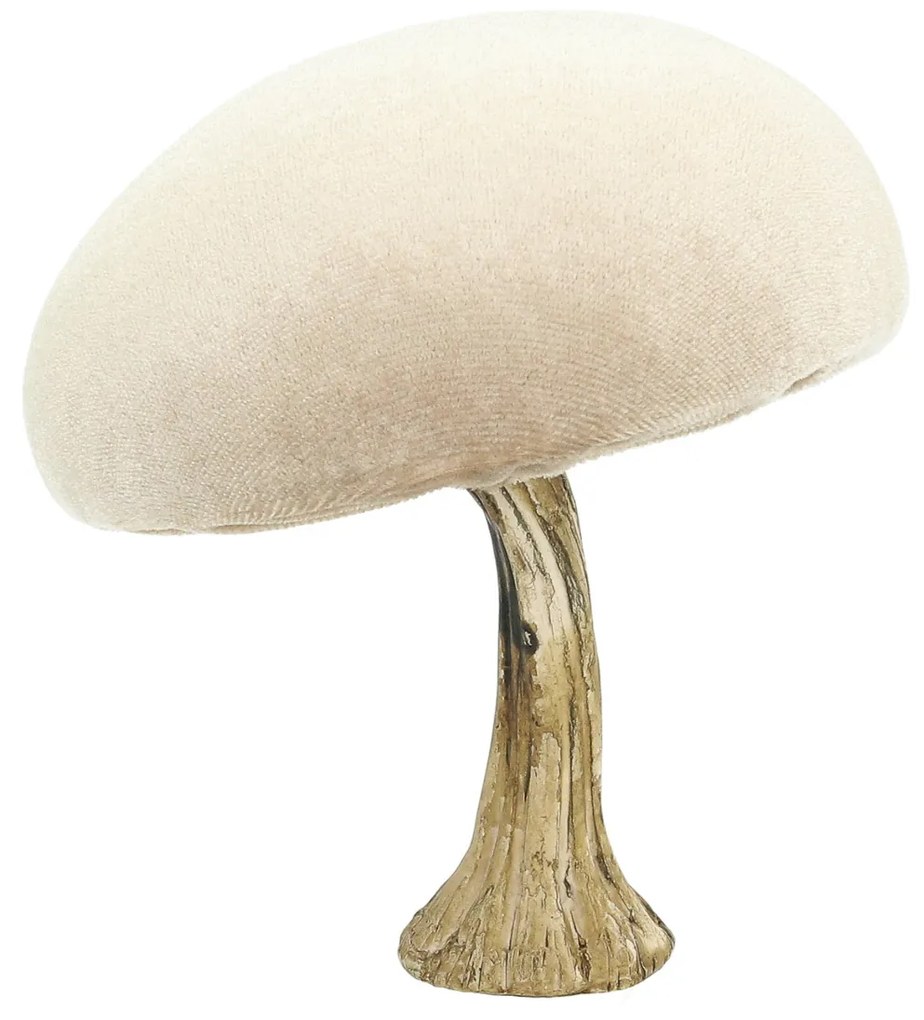 Dekoracja Velvet Mushroom 12 cm beige