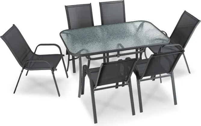 Zestaw Mebli Ogrodowych LIBERTY Szary 6 Krzeseł Stół Tarasowy Nowoczesny