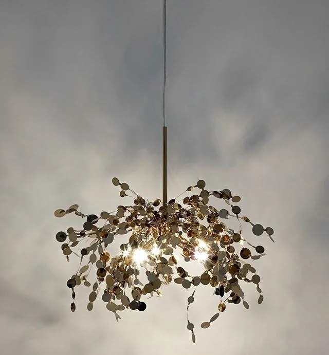 Designerska lampa wisząca Monete Single, chromowana